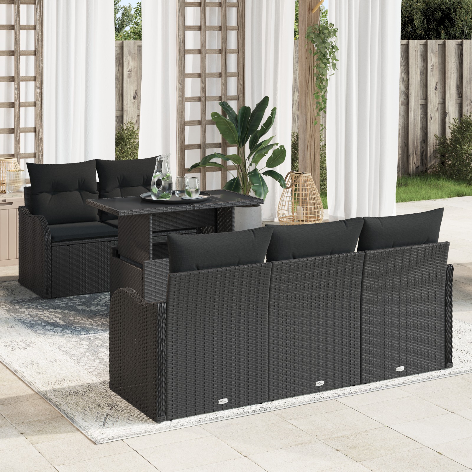 3357116 1 Set de canapele pentru grădină 6 pcs Negru 100 x 55 x 73 cm Set de canapele pentru grădină 6 pcs Negru 100 x 55 x 73 cm