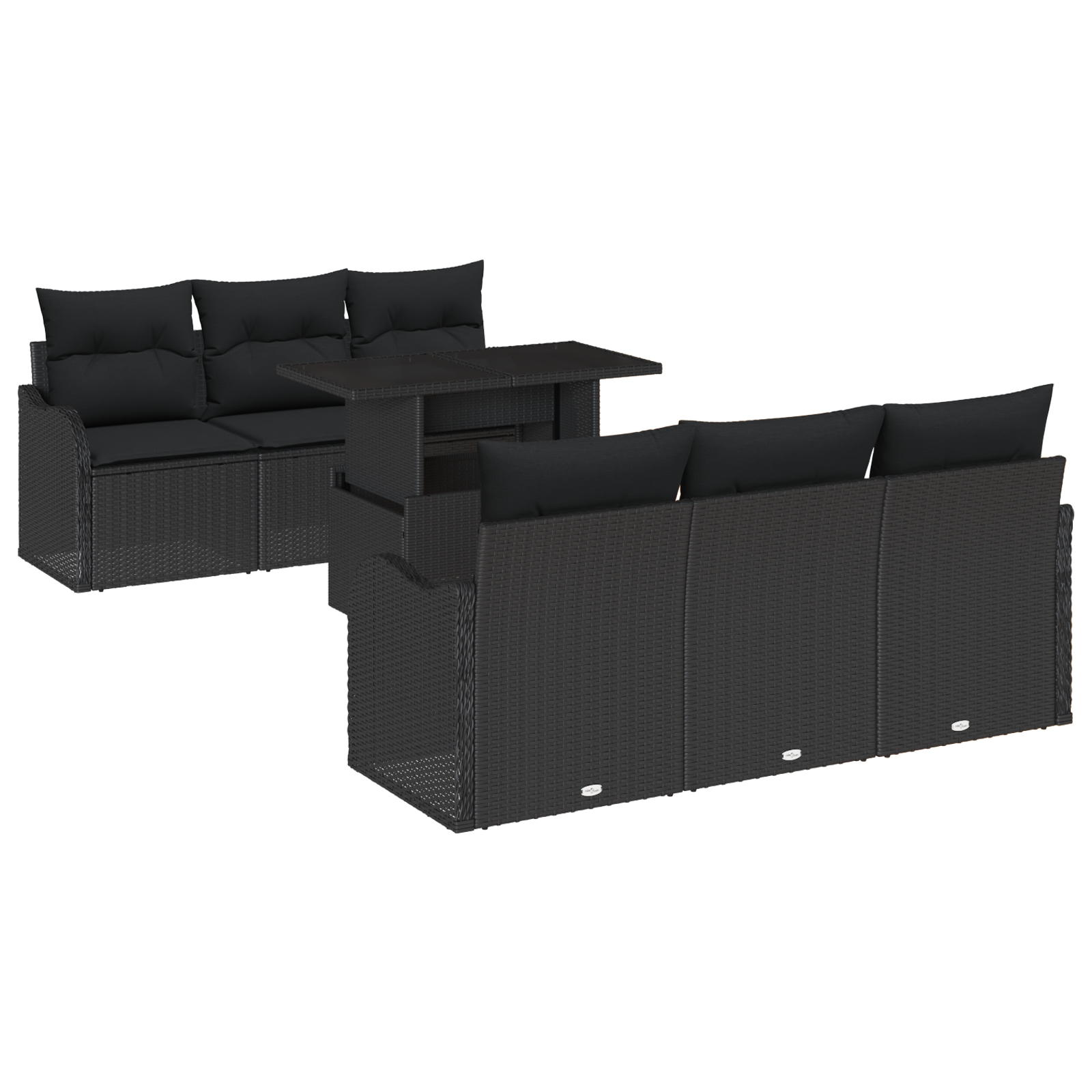 3357126 2 Set de canapele pentru grădină 7 pcs Negru 100 x 55 x 73 cm Set de canapele pentru grădină 7 pcs Negru 100 x 55 x 73 cm - imagine 2