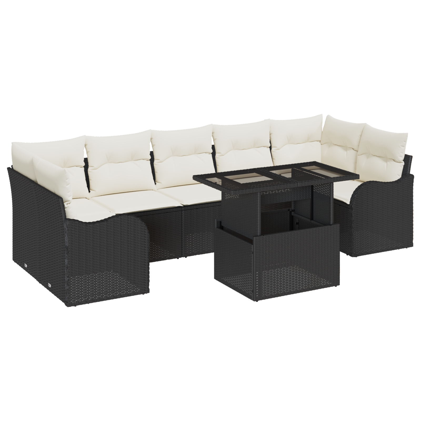 3357150 2 Set de canapele pentru grădină 8 pcs Negru 100 x 55 x 73 cm Set de canapele pentru grădină 8 pcs Negru 100 x 55 x 73 cm - imagine 2