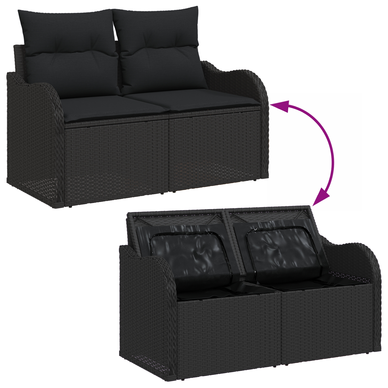 3357156 11 Set de canapele pentru grădină 8 pcs Negru 100 x 55 x 73 cm Set de canapele pentru grădină 8 pcs Negru 100 x 55 x 73 cm - imagine 11