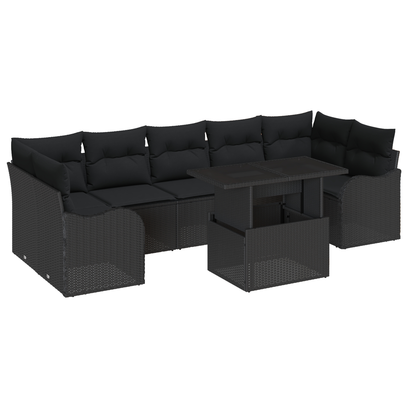 3357156 2 Set de canapele pentru grădină 8 pcs Negru 100 x 55 x 73 cm Set de canapele pentru grădină 8 pcs Negru 100 x 55 x 73 cm - imagine 2