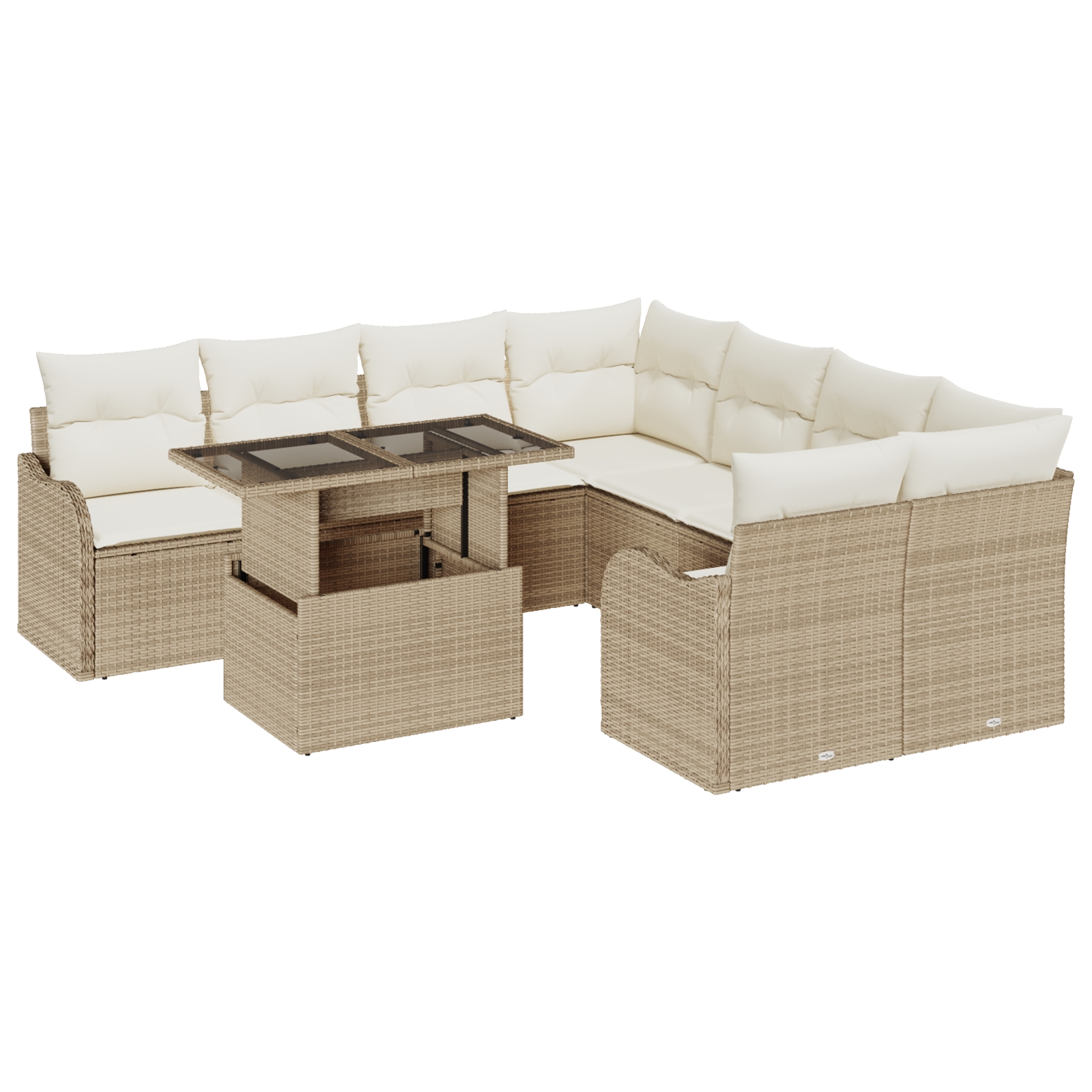 3357174 2 Set de canapele pentru grădină 9 pcs Bej 100 x 55 x 73 cm Set de canapele pentru grădină 9 pcs Bej 100 x 55 x 73 cm - imagine 2