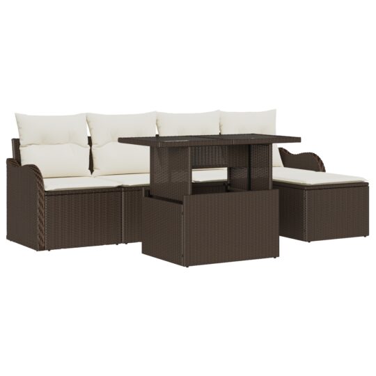3357181 2 Set de canapele pentru grădină cu pernă 6 pcs Maro Rattan poli 3357181 2