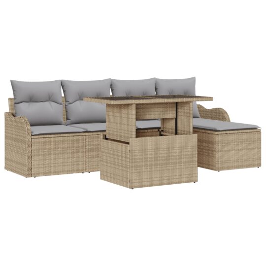 3357183 2 Set de canapele pentru grădină cu pernă 6 pcs Bej Rattan poli 3357183 2