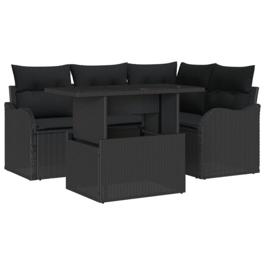 3357196 2 Set de canapele pentru grădină 5 pcs Negru 100 x 55 x 73 cm 3357196 2