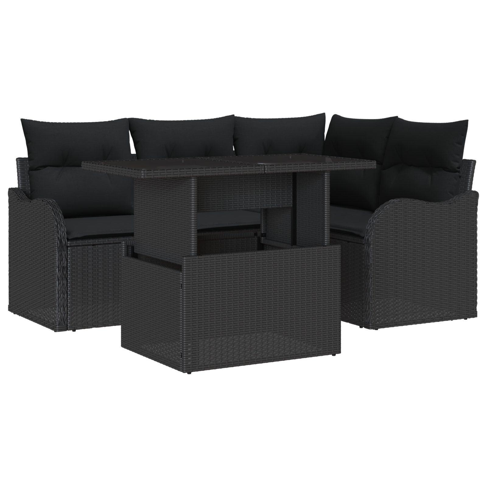 3357196 2 Set de canapele pentru grădină 5 pcs Negru 100 x 55 x 73 cm Set de canapele pentru grădină 5 pcs Negru 100 x 55 x 73 cm - imagine 2