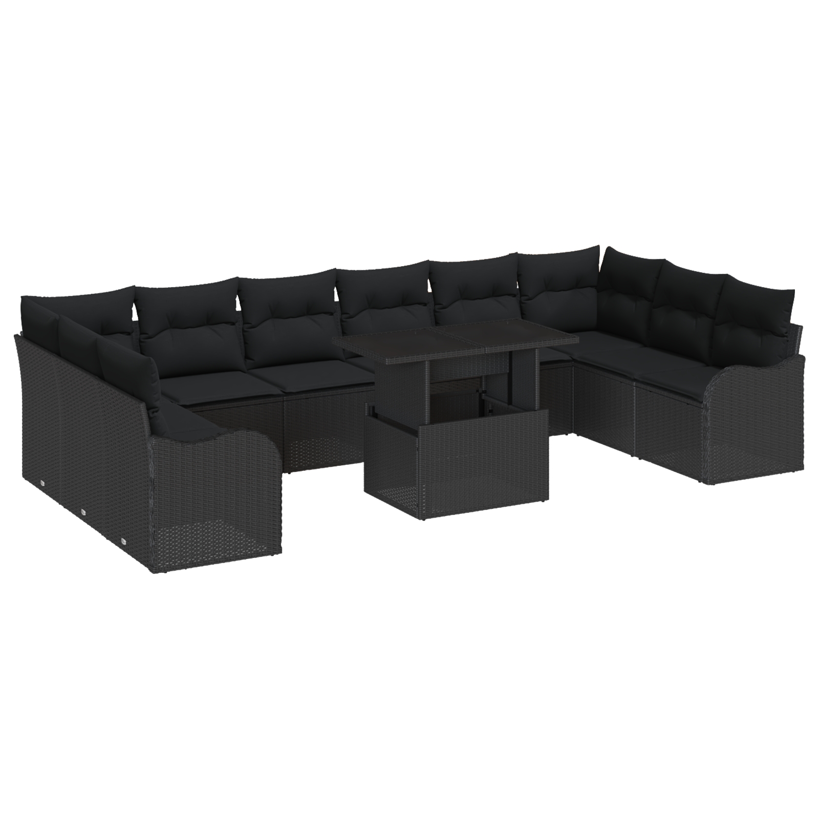 3357276 2 Set de canapele pentru grădină 11 pcs Negru 100 x 55 x 73 cm Set de canapele pentru grădină 11 pcs Negru 100 x 55 x 73 cm - imagine 2