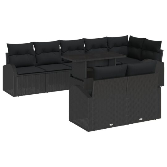 3357406 2 Set de canapele pentru grădină 9 pcs Negru Rattan poli 3357406 2