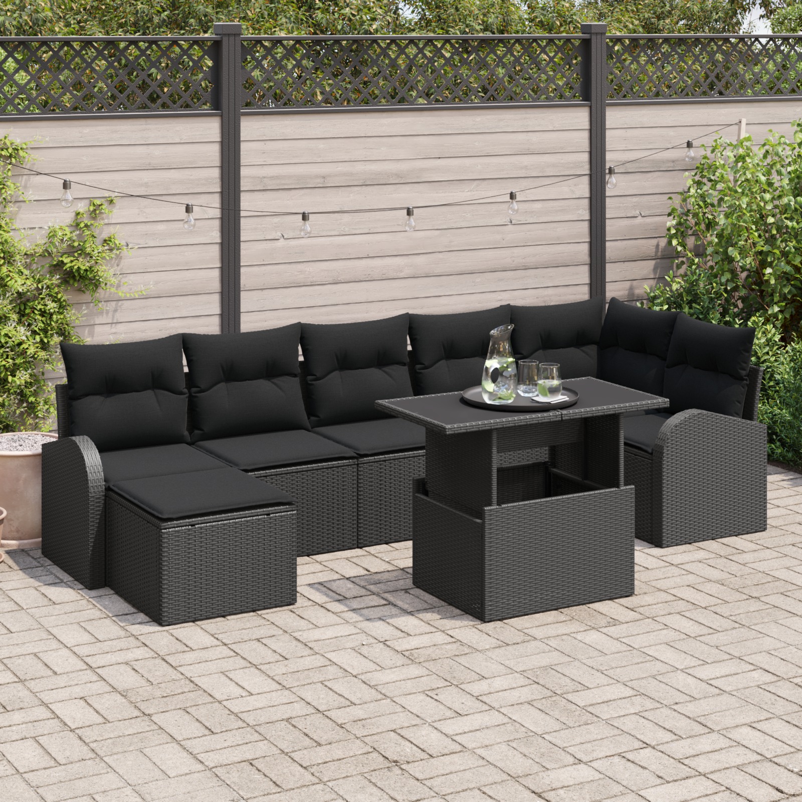 3357426 1 Set de canapele pentru grădină 8 pcs Negru Rattan poli Set de canapele pentru grădină 8 pcs Negru Rattan poli