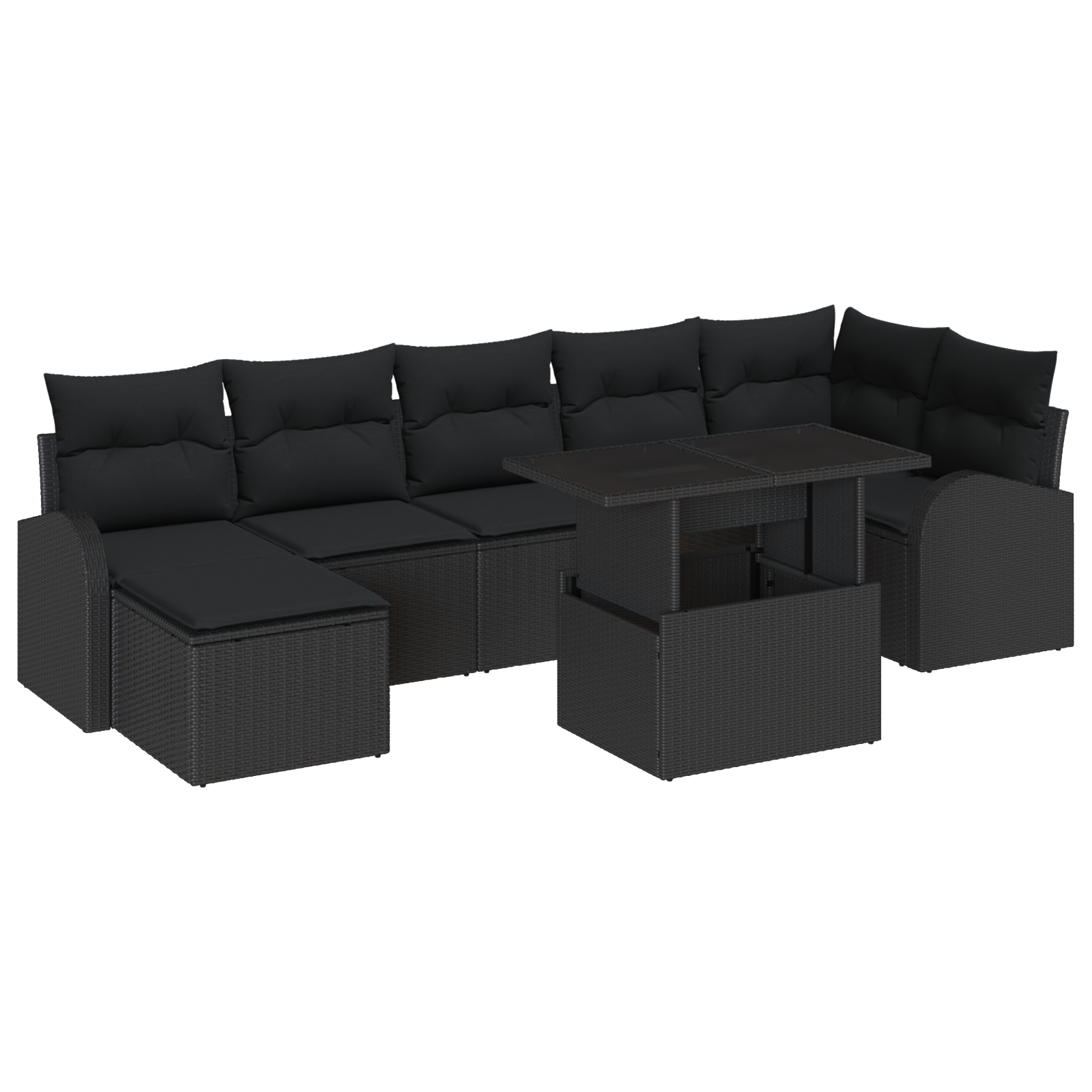 3357426 2 Set de canapele pentru grădină 8 pcs Negru Rattan poli Set de canapele pentru grădină 8 pcs Negru Rattan poli - imagine 2