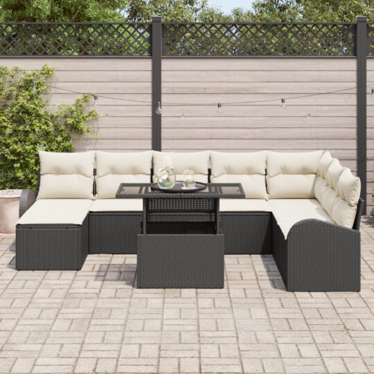 3357430 3 Set de canapele pentru grădină 9 pcs Negru Rattan poli 3357430 3