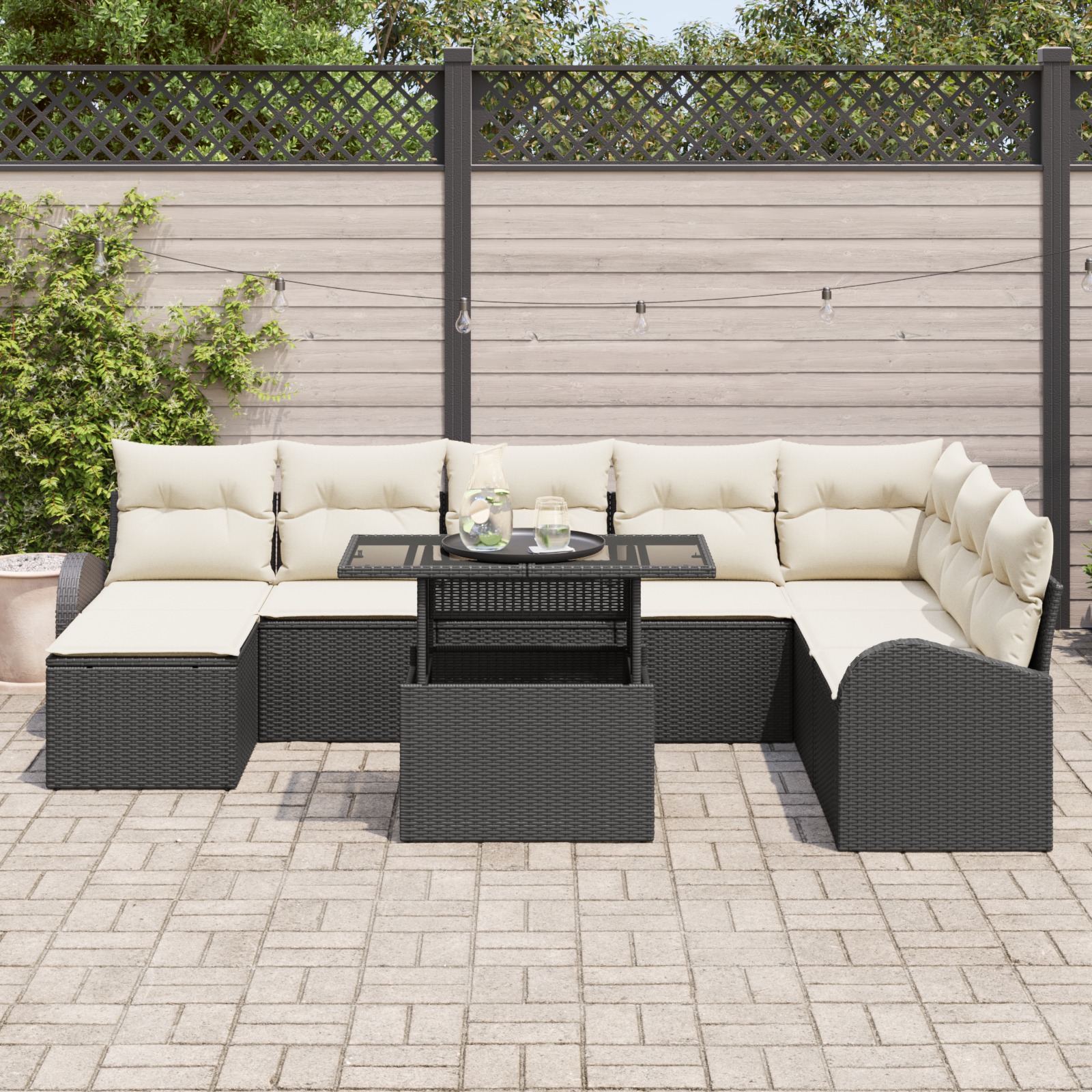 3357430 3 Set de canapele pentru grădină 9 pcs Negru Rattan poli Set de canapele pentru grădină 9 pcs Negru Rattan poli - imagine 3