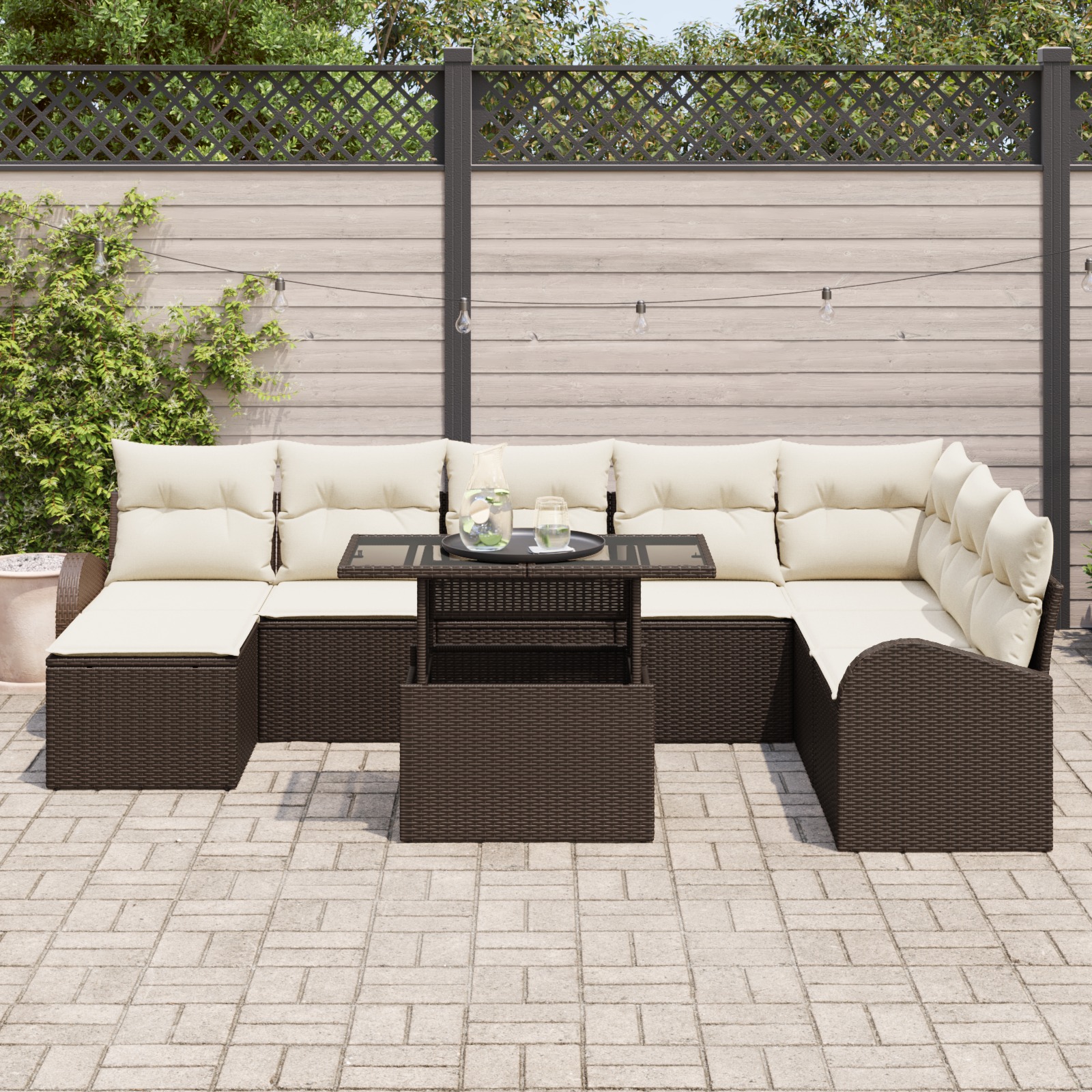 3357431 3 Set de canapele pentru grădină 9 pcs Maro Rattan poli Set de canapele pentru grădină 9 pcs Maro Rattan poli - imagine 3