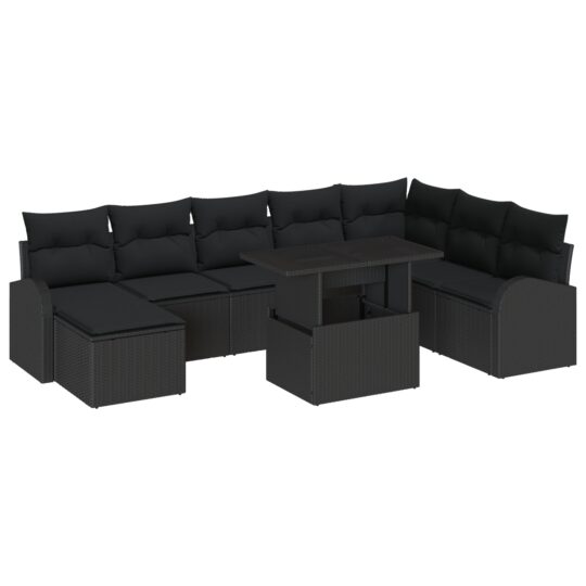 3357436 2 Set de canapele pentru grădină 9 pcs Negru Rattan poli 3357436 2