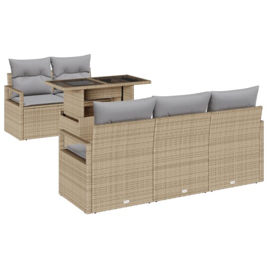 Alternative view of Set de canapele pentru grădină 6 pcs Bej Rattan poli