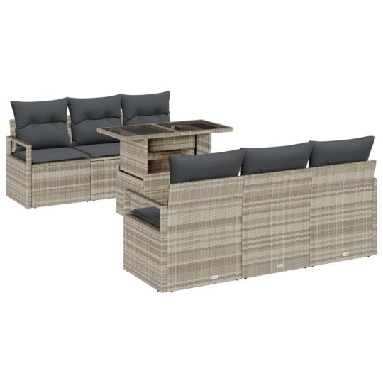 3357485 2 Set de canapele pentru grădină 7 pcs Gri deschis Rattan poli 3357485 2