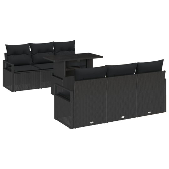 3357486 2 Set de canapele pentru grădină 7 pcs Negru Rattan poli 3357486 2
