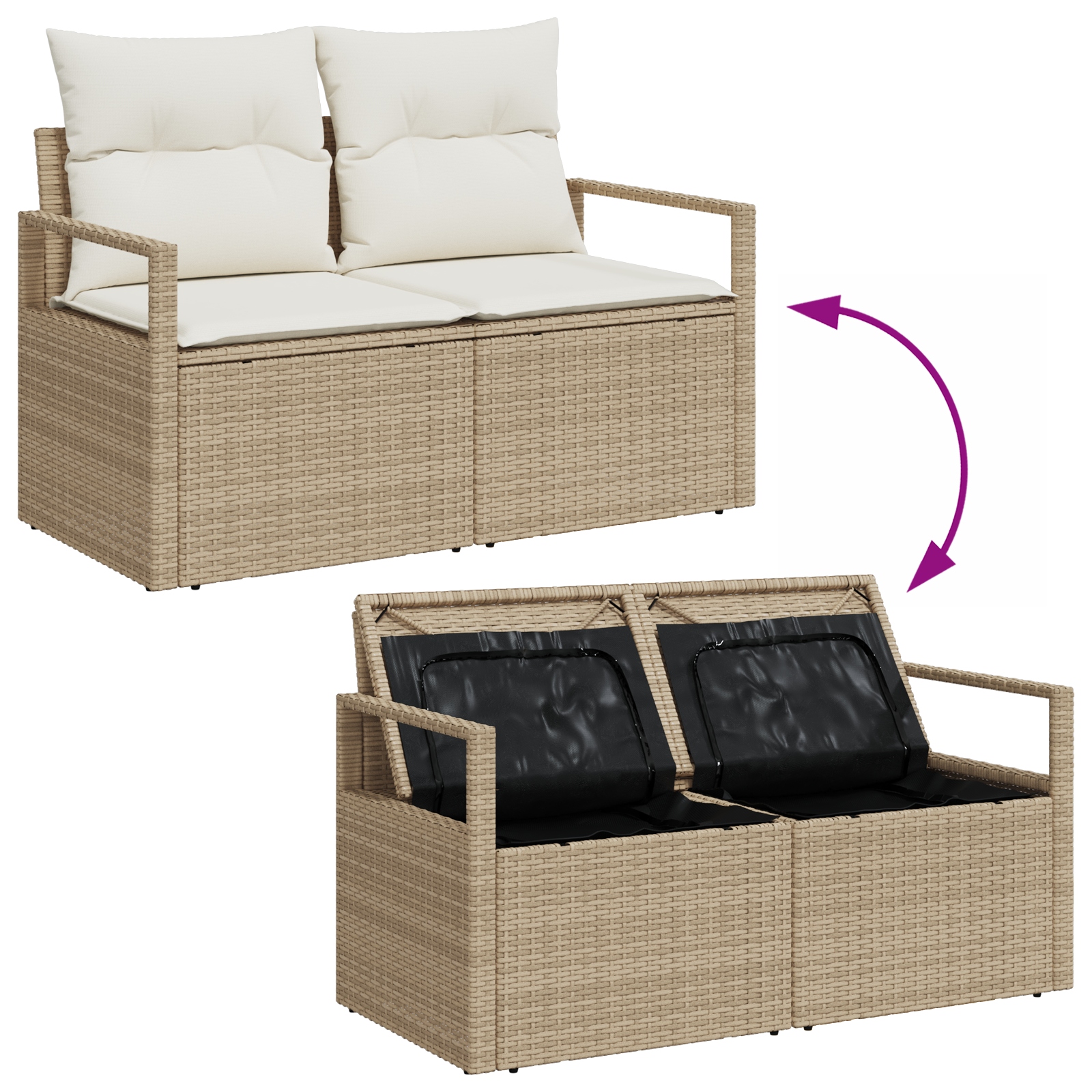 3357504 10 Set de canapele pentru grădină 8 pcs Bej Rattan poli Set de canapele pentru grădină 8 pcs Bej Rattan poli - imagine 10
