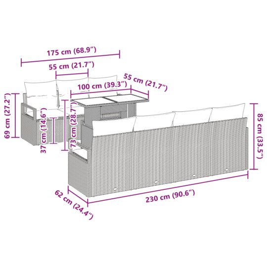 3357504 13 Set de canapele pentru grădină 8 pcs Bej Rattan poli 3357504 13