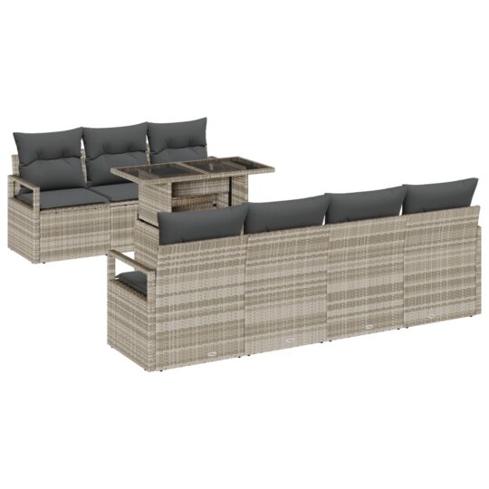 Alternative view of Set de canapele pentru grădină 8 pcs Gri deschis Rattan poli