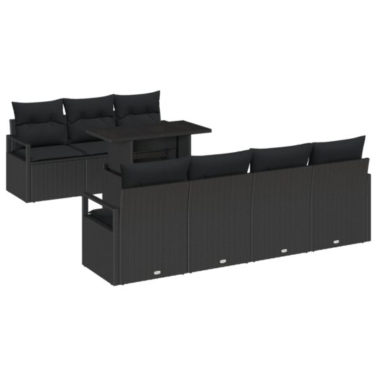 3357506 2 Set de canapele pentru grădină 8 pcs Negru Rattan poli 3357506 2