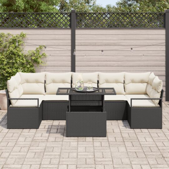 3357510 3 Set de canapele pentru grădină 8 pcs Negru Rattan poli 3357510 3