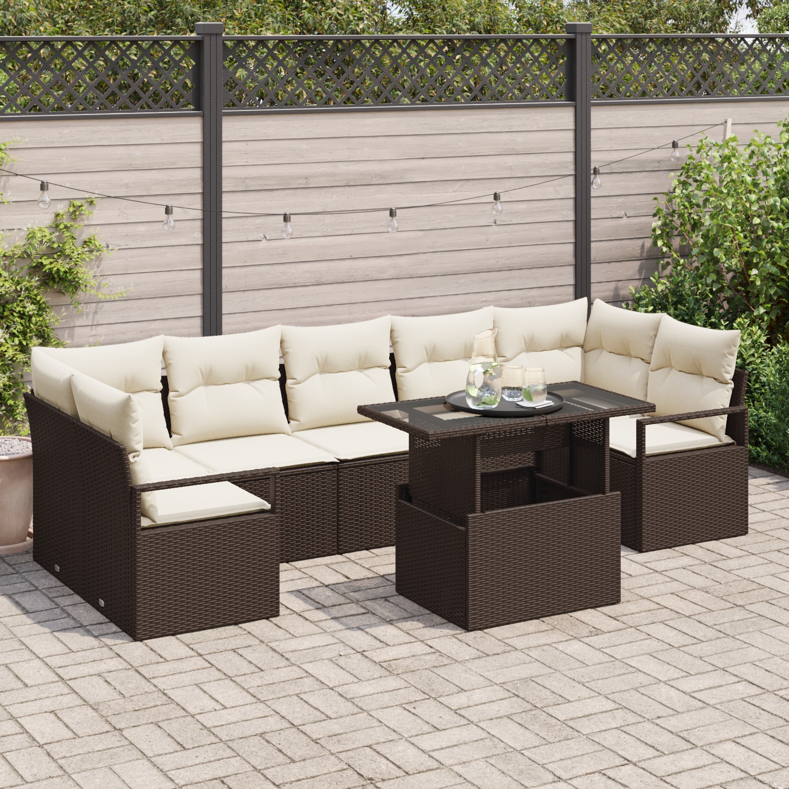3357511 1 Set de canapele pentru grădină 8 pcs Maro Rattan poli Set de canapele pentru grădină 8 pcs Maro Rattan poli