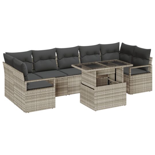 Alternative view of Set de canapele pentru grădină 8 pcs Gri deschis Rattan poli