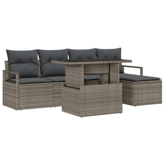 Alternative view of Set de canapele pentru grădină 6 pcs Gri Rattan poli