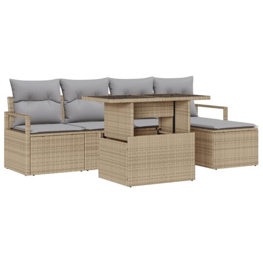 Alternative view of Set de canapele pentru grădină 6 pcs Bej Rattan poli