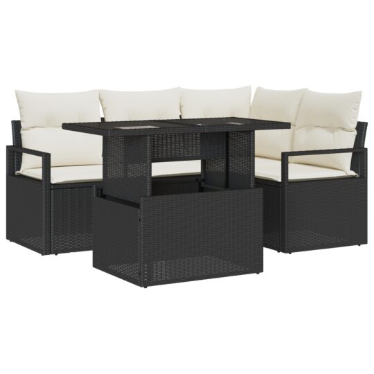 Alternative view of Set de canapele pentru grădină 5 pcs Negru Rattan poli