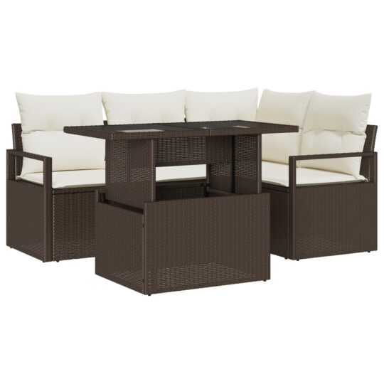 Alternative view of Set de canapele pentru grădină 5 pcs Maro Rattan poli