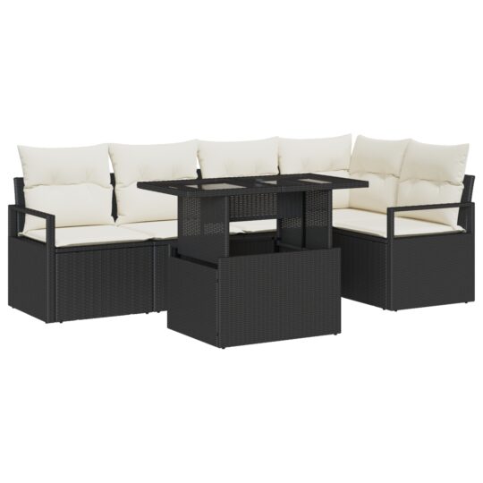 Alternative view of Set de canapele pentru grădină 6 pcs Negru Rattan poli