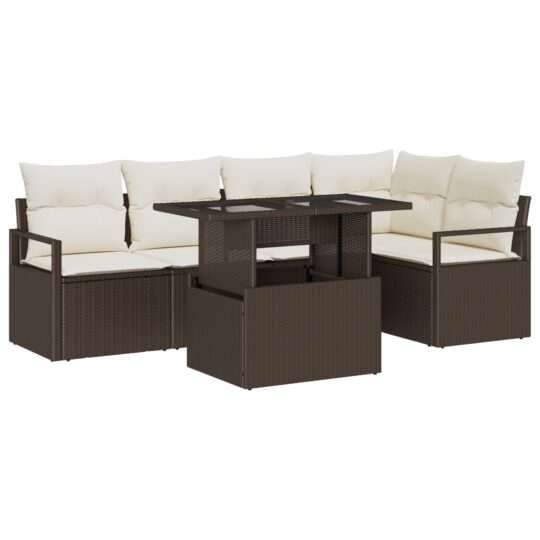 Alternative view of Set de canapele pentru grădină 6 pcs Maro Rattan poli