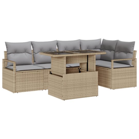 Alternative view of Set de canapele pentru grădină 6 pcs Bej Rattan poli