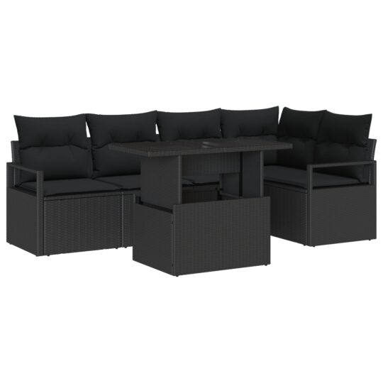 Alternative view of Set de canapele pentru grădină 6 pcs Negru Rattan poli