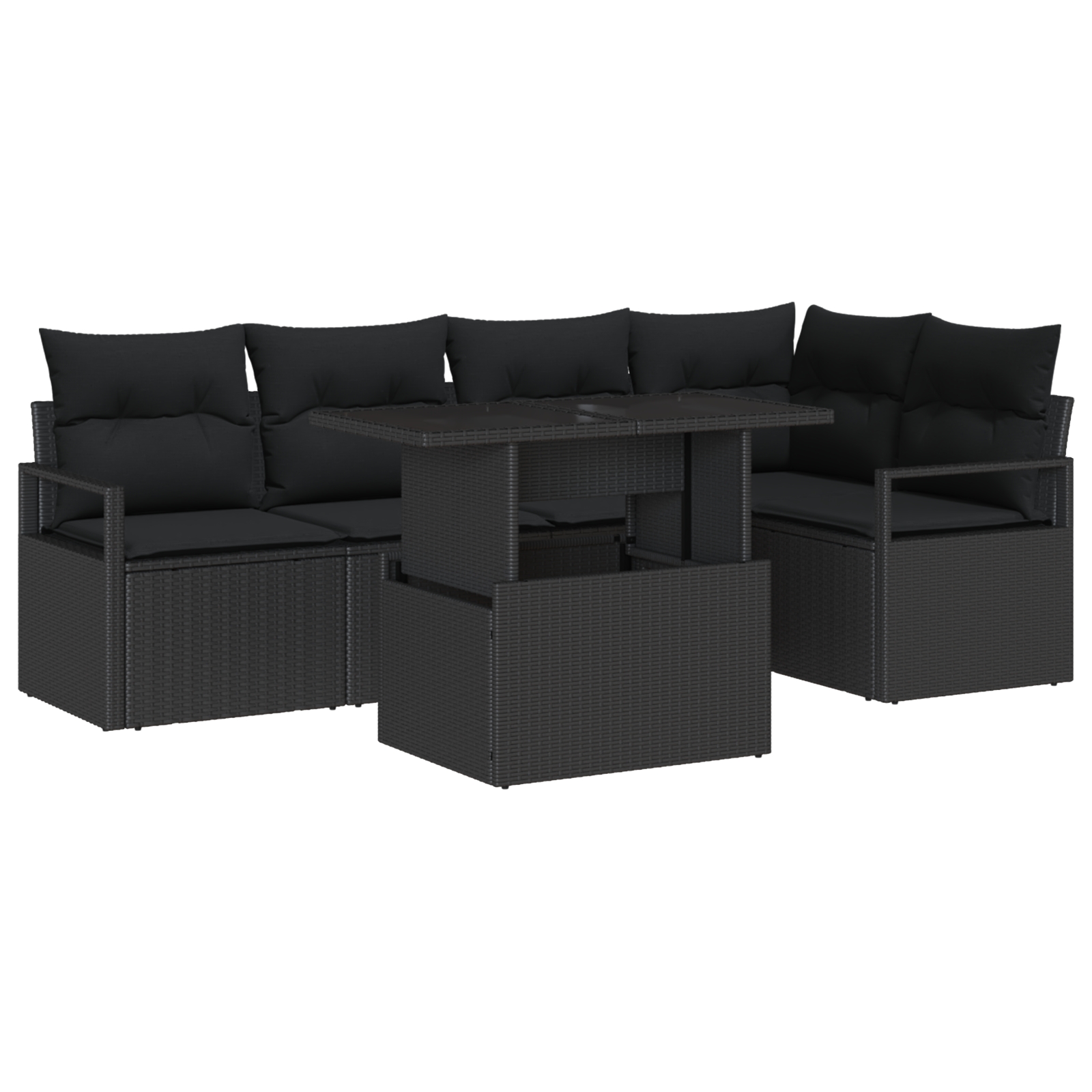 3357566 2 Set de canapele pentru grădină 6 pcs Negru Rattan poli Set de canapele pentru grădină 6 pcs Negru Rattan poli - imagine 2