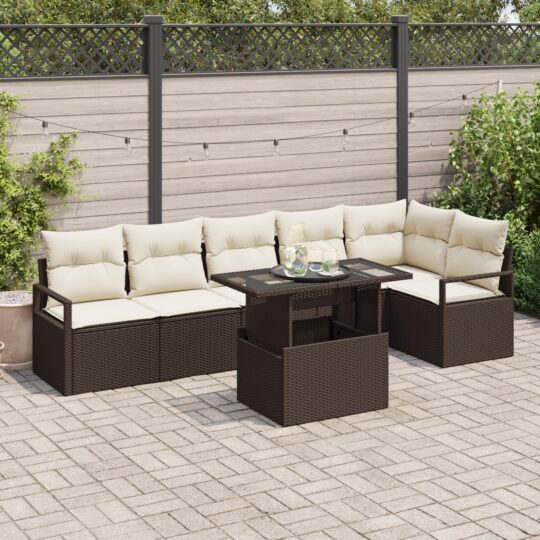Set de canapele pentru grădină 7 pcs Maro Rattan poli