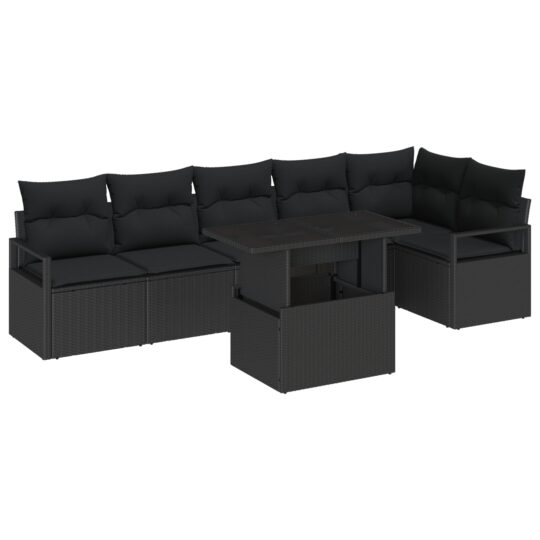 Alternative view of Set de canapele pentru grădină 7 pcs Negru Rattan poli