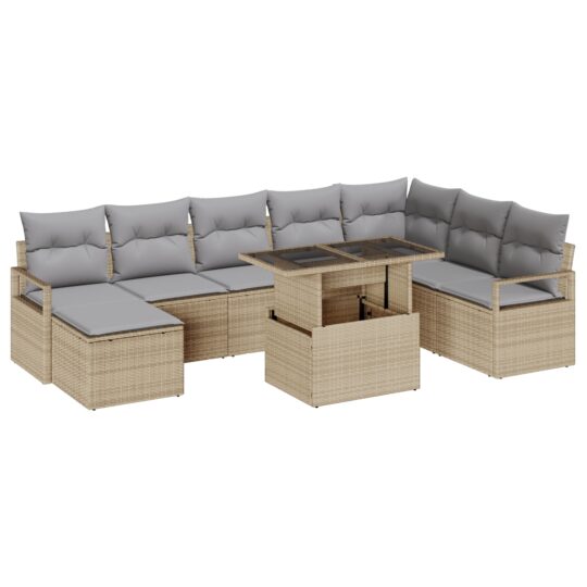 3357613 2 Set de canapele pentru grădină 9 pcs Bej Rattan poli 3357613 2