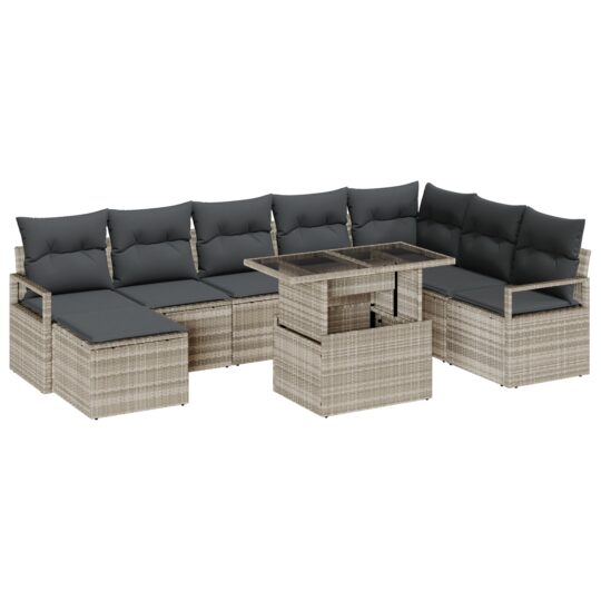 3357615 2 Set de canapele pentru grădină 9 pcs Gri deschis Rattan poli 3357615 2