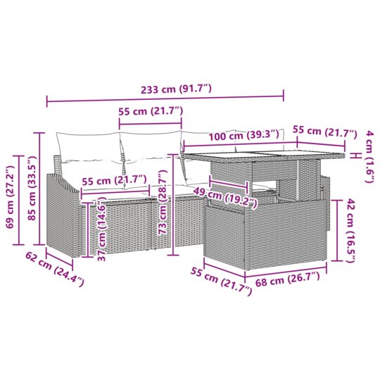 3357642 13 Set de canapele pentru grădină 5 pcs Gri Rattan poli 3357642 13