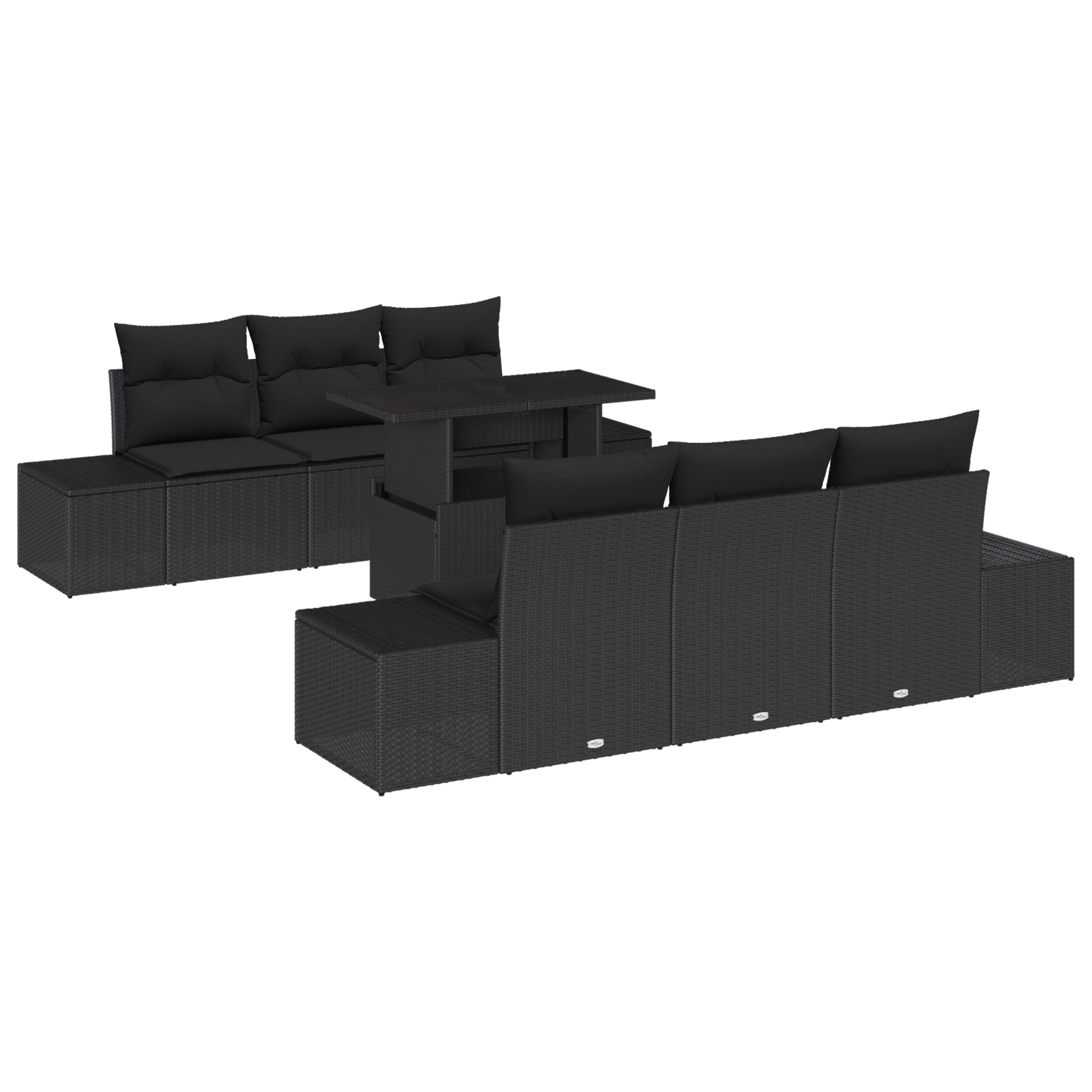 3357846 2 Set de canapele pentru grădină 7 pcs Negru 100 x 55 x 73 cm Set de canapele pentru grădină 7 pcs Negru 100 x 55 x 73 cm - imagine 2