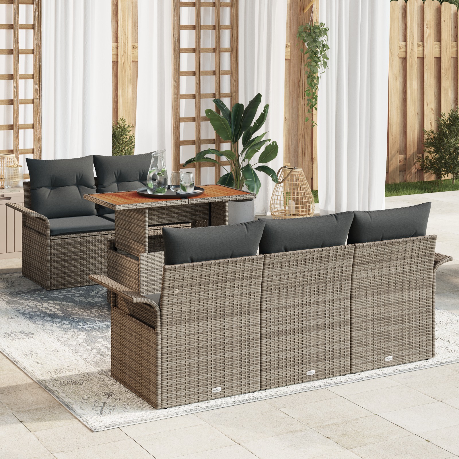 3358008 1 Set de canapele pentru grădină 6 pcs Gri Rattan poli Set de canapele pentru grădină 6 pcs Gri Rattan poli