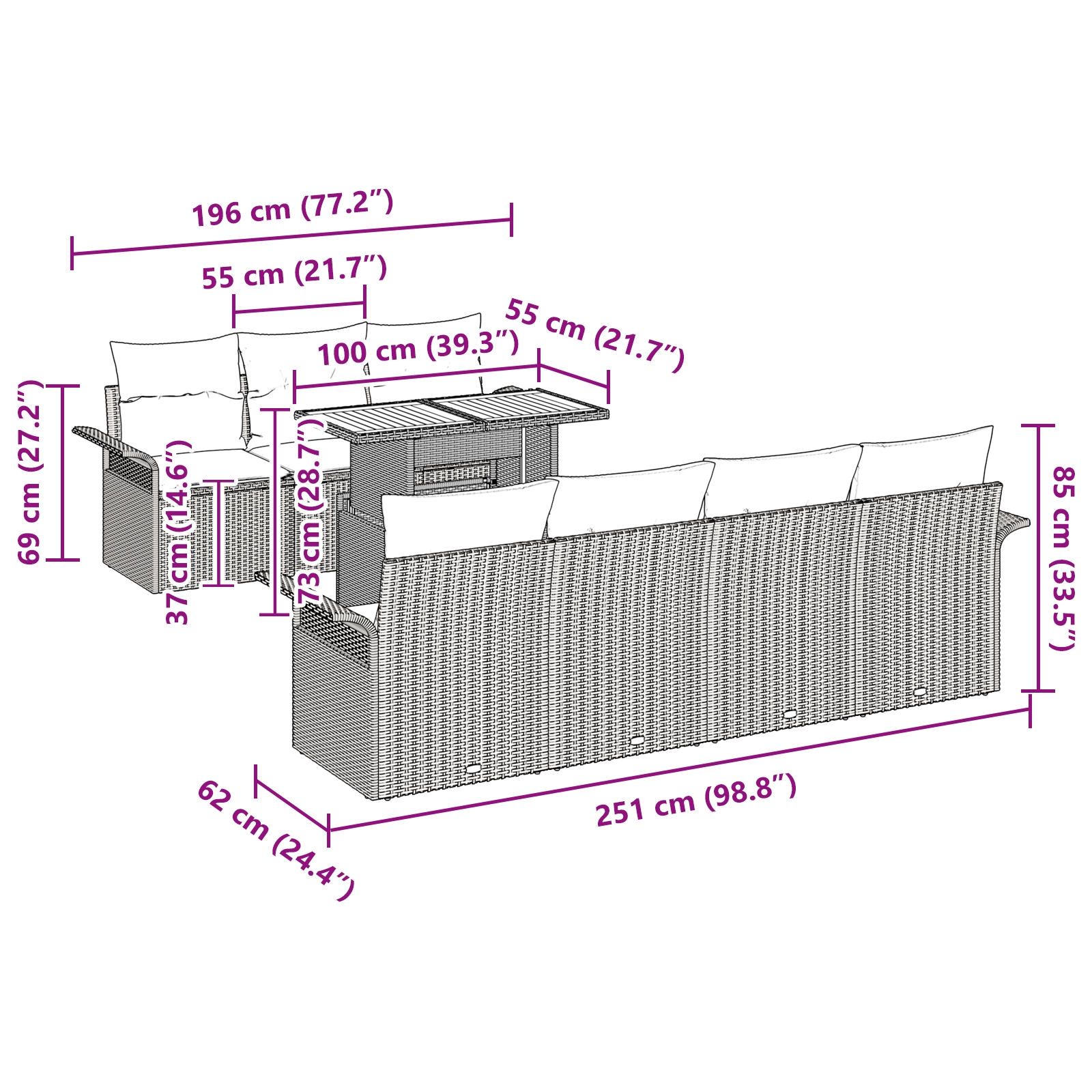 3358030 13 Set de canapele pentru grădină 8 pcs Bej Rattan poli Set de canapele pentru grădină 8 pcs Bej Rattan poli - imagine 13
