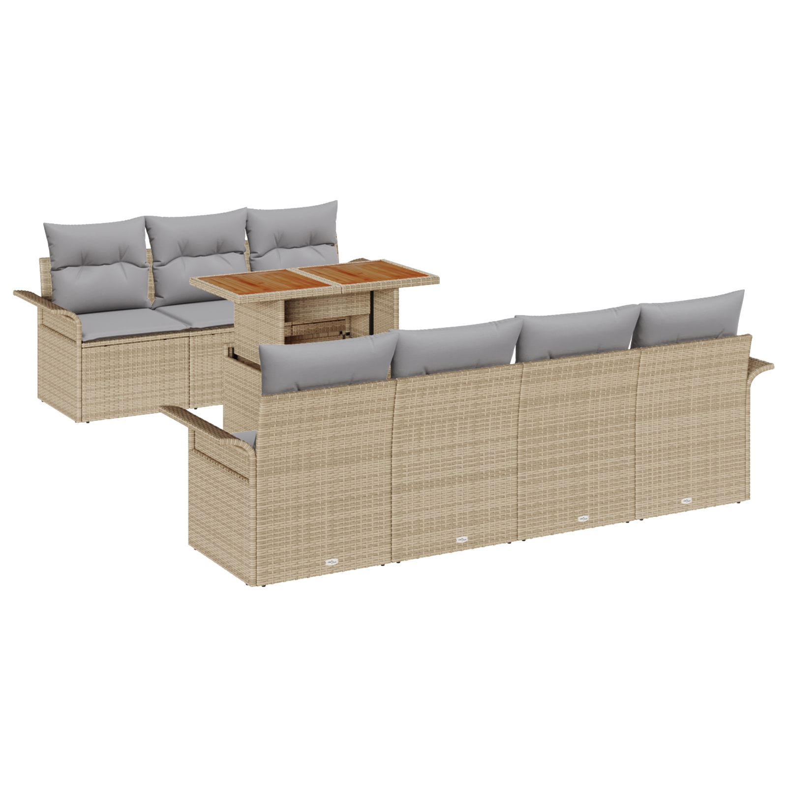3358030 2 Set de canapele pentru grădină 8 pcs Bej Rattan poli Set de canapele pentru grădină 8 pcs Bej Rattan poli - imagine 2