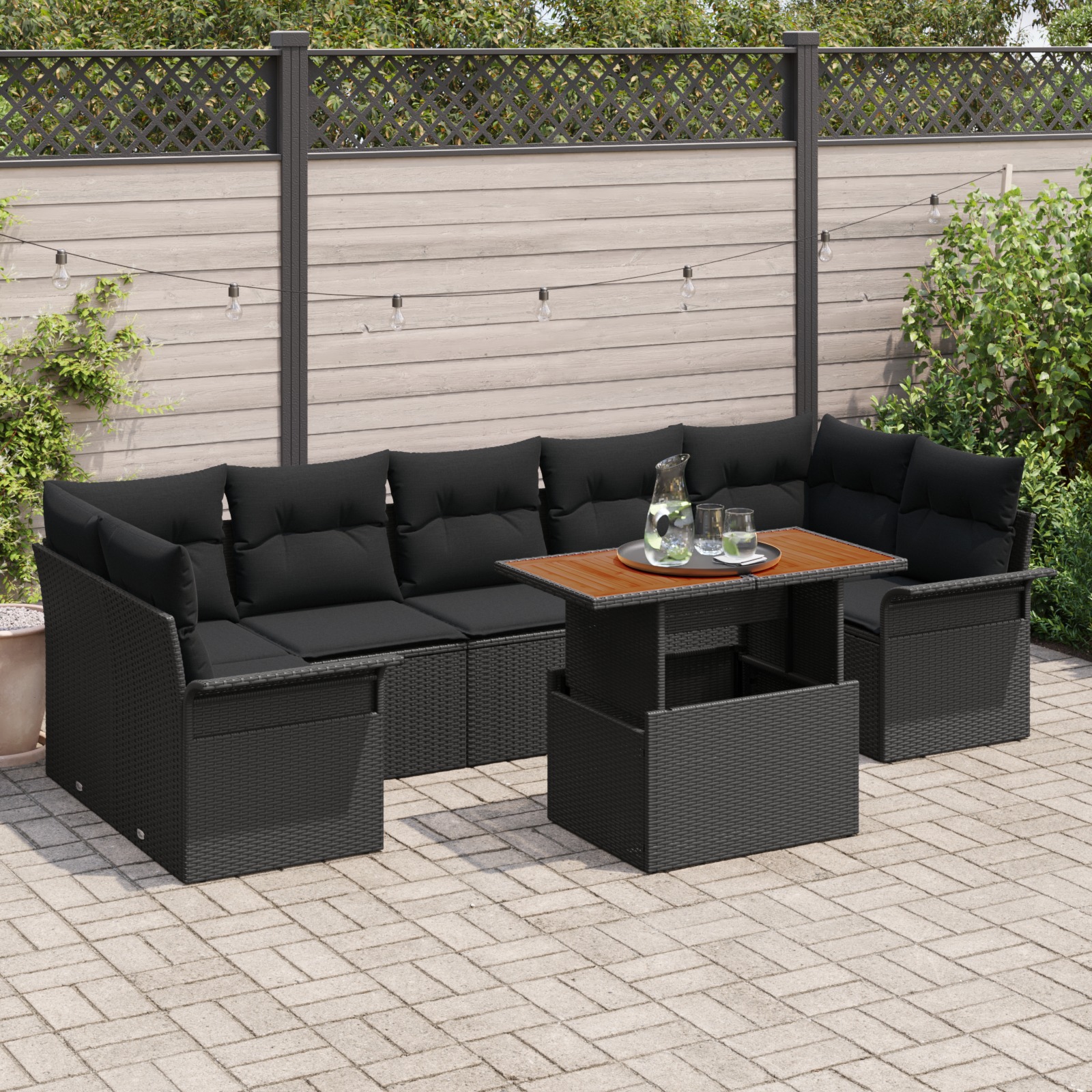 3358039 1 Set de canapele pentru grădină 8 pcs Negru Rattan poli Set de canapele pentru grădină 8 pcs Negru Rattan poli