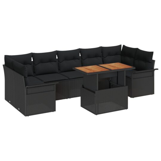 3358039 2 Set de canapele pentru grădină 8 pcs Negru Rattan poli 3358039 2