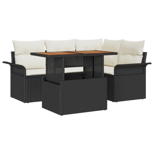 Alternative view of Set de canapele pentru grădină 5 pcs Negru Rattan poli
