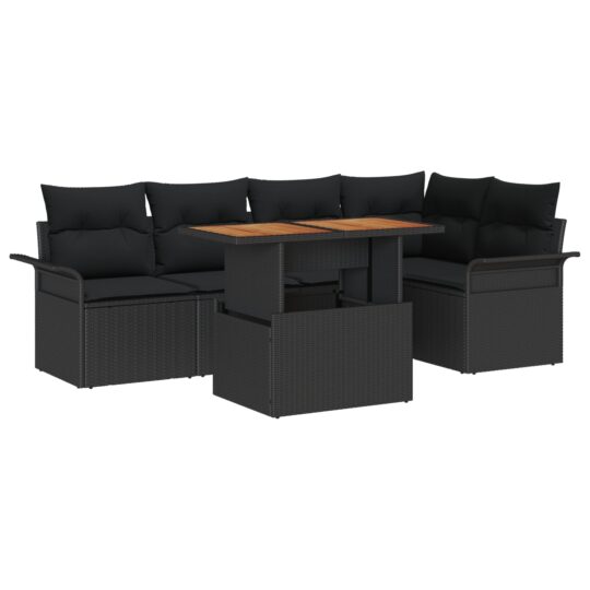 Alternative view of Set de canapele pentru grădină 6 pcs Negru Rattan poli